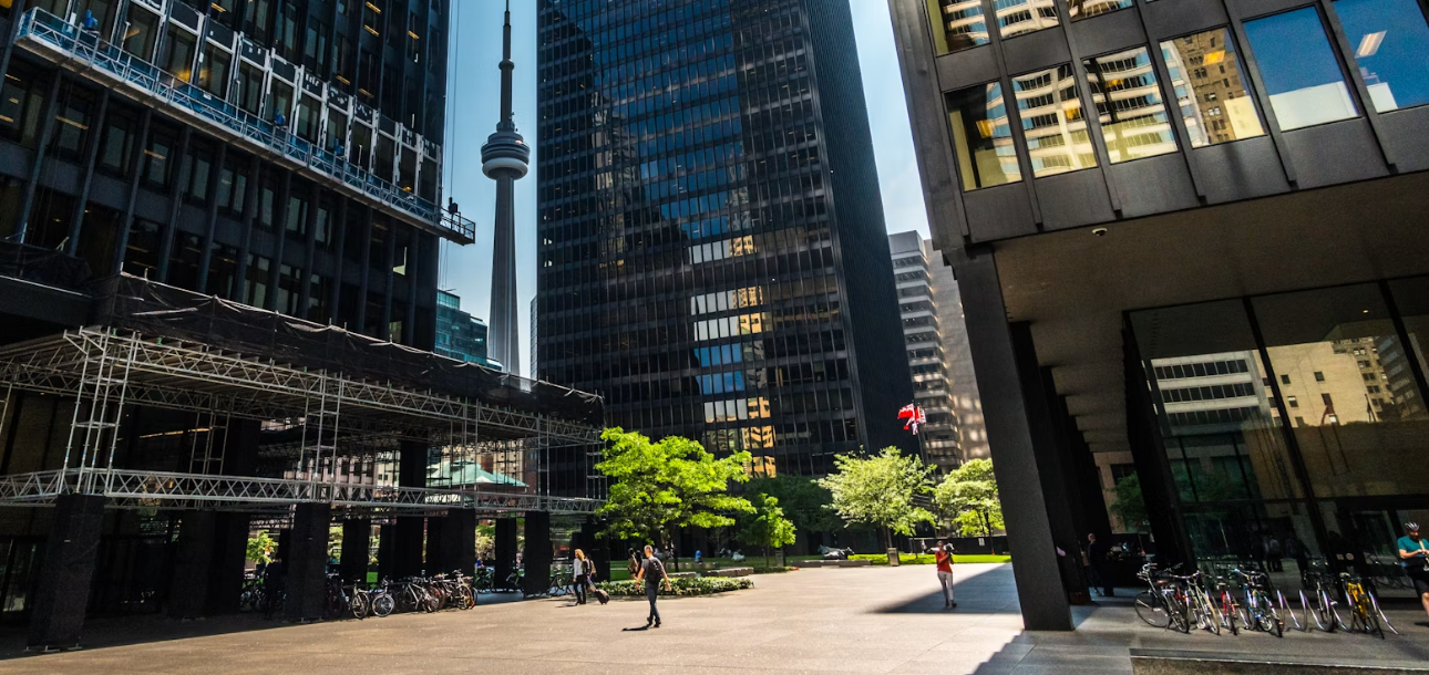 Workers in Toronto's downtown core.